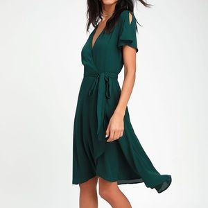 COPY - Emerald green midi wrap dress